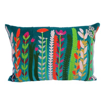 Velvet cushion Santa Turquoise with filling | 48x30cm | Flower Look Decorative Pillow
