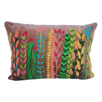 Coussin en velours Père Noël marron avec rembourrage | 48x30cm | Coussin décoratif aspect fleur 1