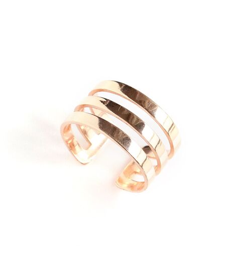 Rose gold triple band cuff ring