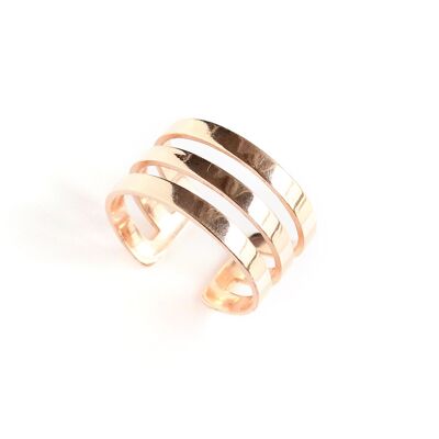 Anillo de brazalete de triple banda de oro rosa