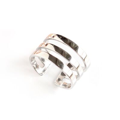 Silver triple band cuff ring