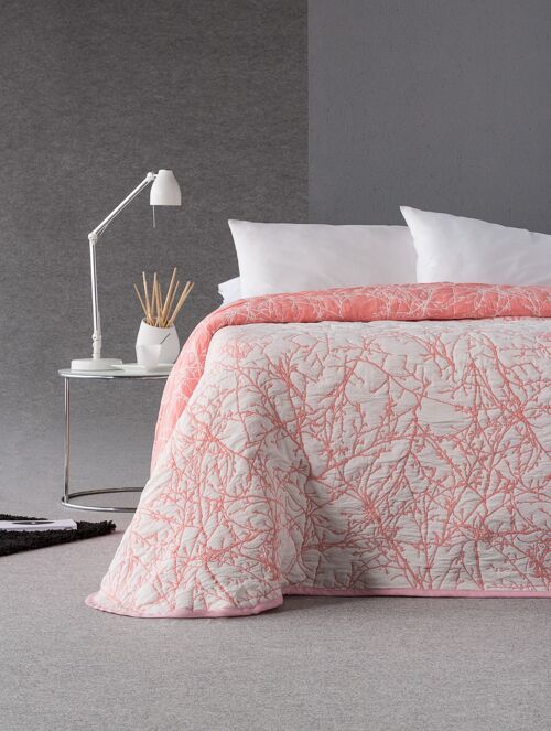 Colcha Jacquard de Primavera Estoralis Para Cama De 90 Cms. TOPACIO Coral