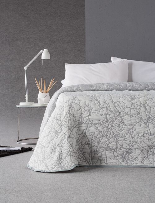 Colcha Jacquard de Primavera Estoralis Para Cama De 105 Cms. TOPACIO Gris