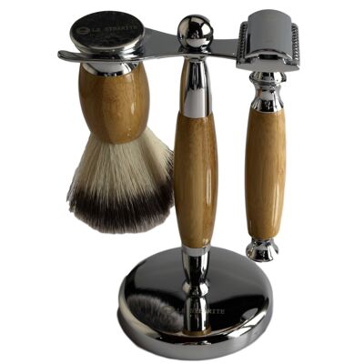 Set de afeitado: maquinilla de afeitar, brocha de afeitar, soporte