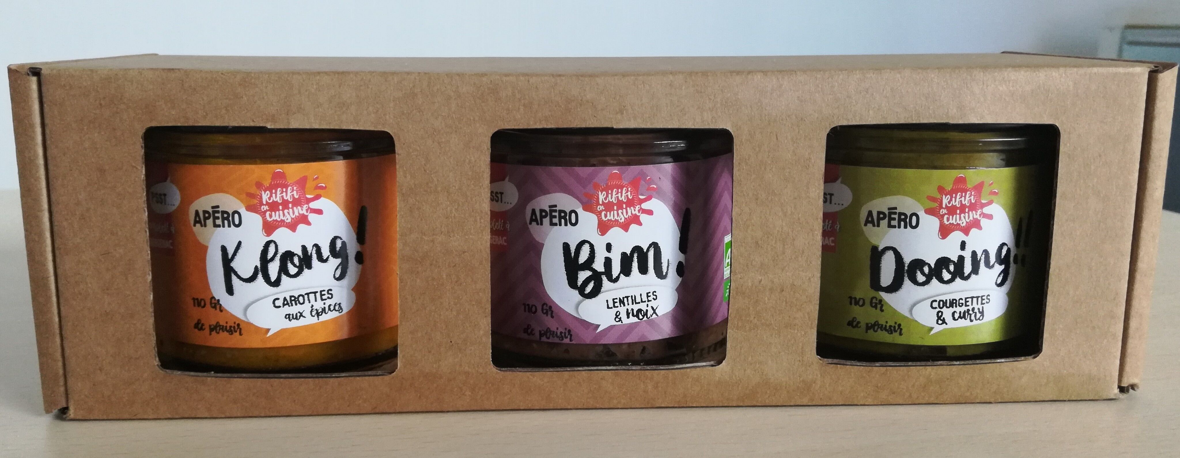 Set di 3 creme spalmabili (hummus di noci, crema spalmabile di carote speziate, crema spalmabile di zucchine al curry)