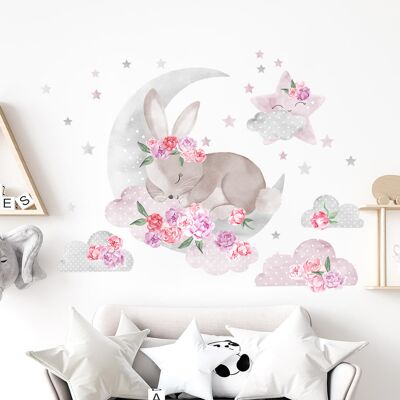 Sticker mural | Lapin endormi Rose