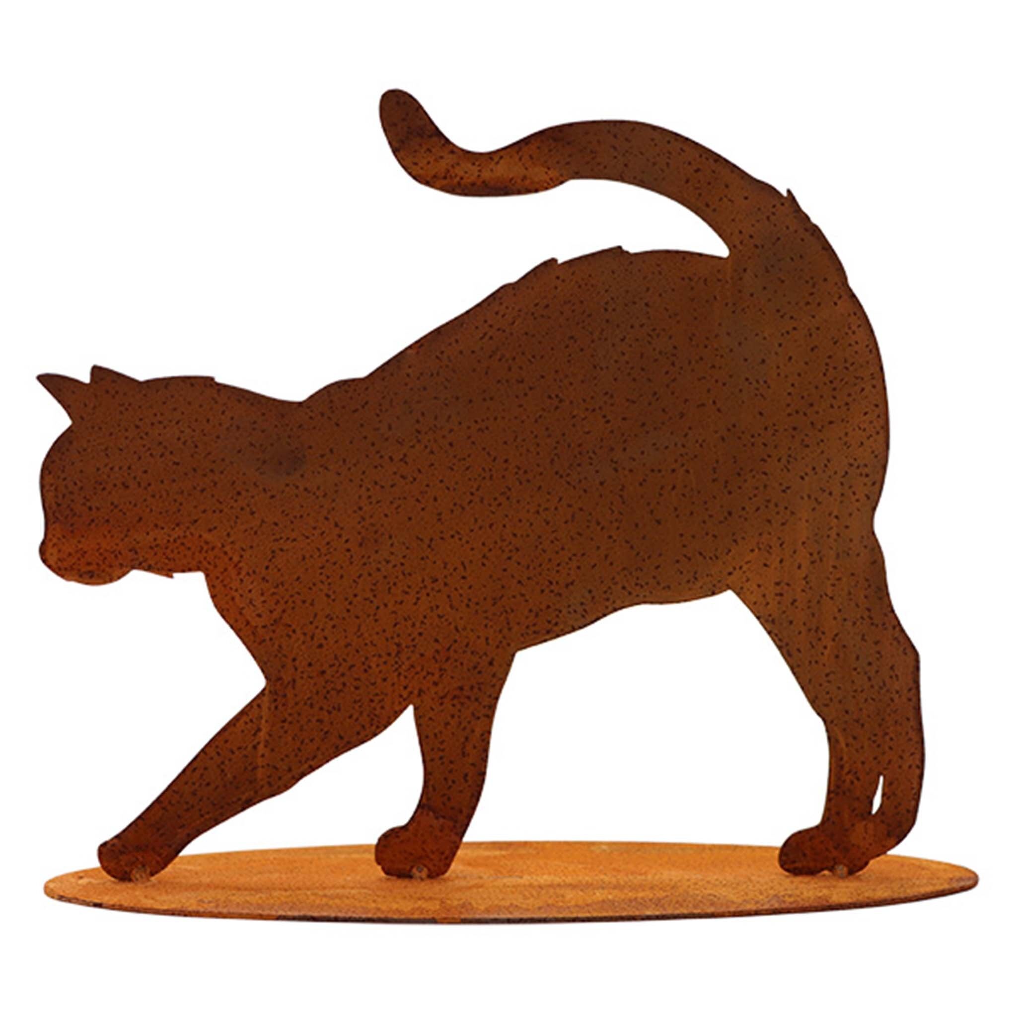 Gatto "Elly", figura decorativa in metallo patinato