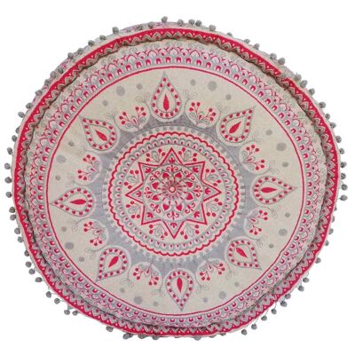 Cojín de asiento Mandala Lucie Ø 60cm bordado | Puf redondo boho chic con cojín de suelo