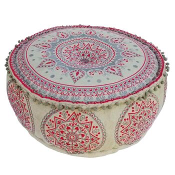 Coussin d'assise Mandala Lucie Ø 60cm brodé | pouf coussin de sol bohème chic rond 2