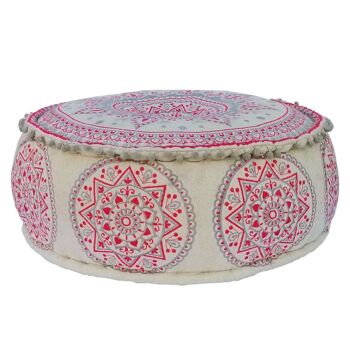 Coussin d'assise Mandala Lucie Ø 60cm brodé | pouf coussin de sol bohème chic rond 3