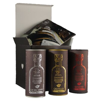 TRIPTYCH BOX Balsamico-Gewürz „RISERVA“ Hochwertige CASTELLO-CA'DELVENTO-GIARETO 3X100ml