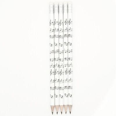 Notenlinien-Bleistifte mit Radiergummi in Farbe: weiß
