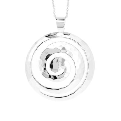 Ciondolo a spirale martellata in argento sterling con catena da 45,7 cm e scatola di presentazione