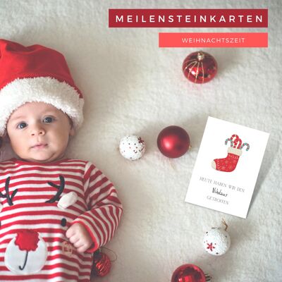 Milestone cards before Christmas 1st baby year / Christmas with banderole