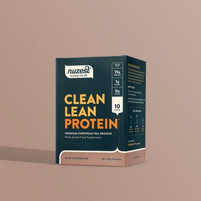Bustine di proteine magre pulite - Confezione da 10 bustine da 25 g - Cioccolato ricco