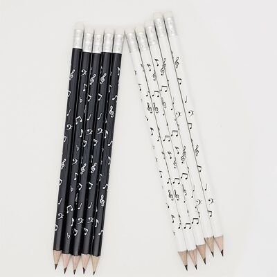 Sheet music mix pencils with eraser, sheet music, treble clef, bass clef
