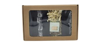 Coffret musical avec serviette d'invité, gant de toilette noir et mini savon dans une boîte cadeau 1