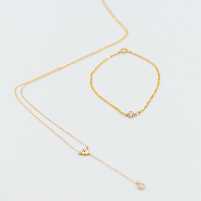 Long necklace "Le Diamant" in Gold Filled & zirconium