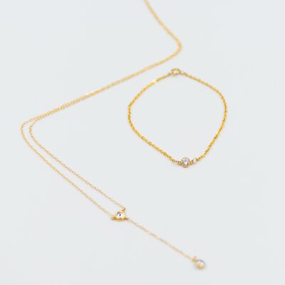 Collana lunga "Le Diamant" in Gold Filled e zirconio