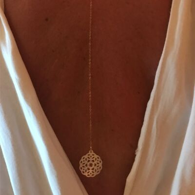 Halskette mit "Sansibar"-Rücken in Gold Filled, Kristall und Perlmutt