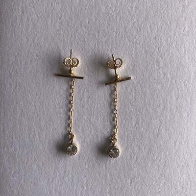 Boucles d'oreilles "Le Diamant" en plaqué or et zirconium