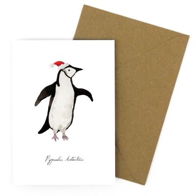 Pingouin à jugulaire Noël Carte de vœux