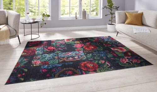 Oriental Design Carpet Rose Kelim Patchwork Dolnar