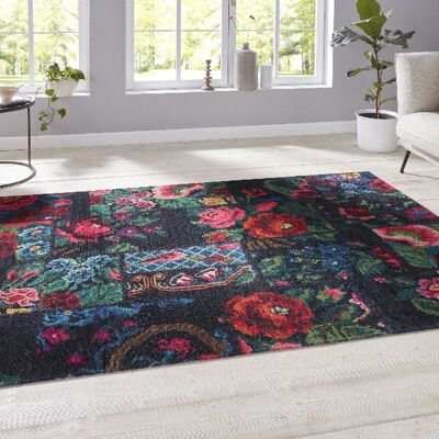 Oriental Design Carpet Rose Kelim Patchwork Dolnar