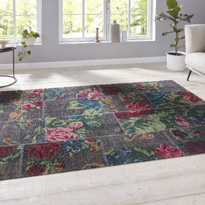 Oriental Design Carpet Rose Kelim Patchwork Sofia