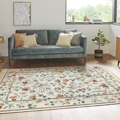 Oriental Velvet Carpet with Fringes Oriental Flowers