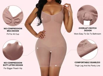 Body Sculpting Shapewear for Women Seamless Bodysuit Mid Thigh Full Body  Shaper