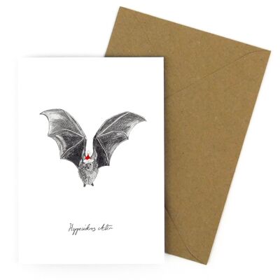 Tarjeta de Navidad de murciélago oscuro con nariz de hoja