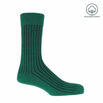 Chaussettes homme côtelées recyclées - Vert 1