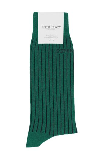 Chaussettes homme côtelées recyclées - Vert 2