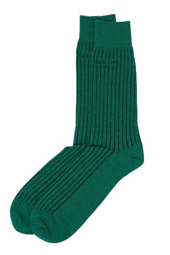 Chaussettes homme côtelées recyclées - Vert 3