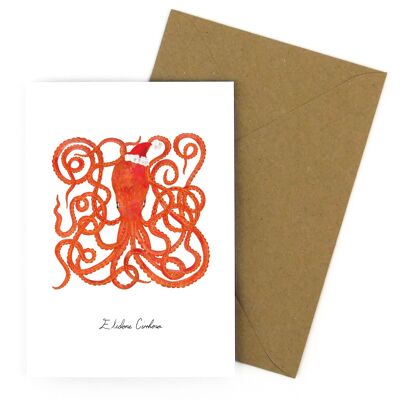 Octopus Christmas Greeting Card