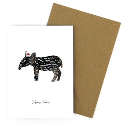 Cartolina d'auguri di Natale con vitello tapiro