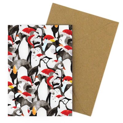 Waddle of Penguins Christmas Tarjetas de felicitación