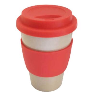 BECHER:. Tasse für Erwachsene mit Manschette und rotem Silikon