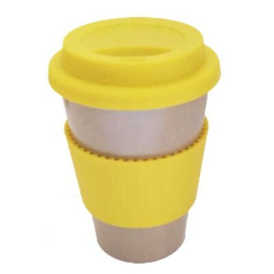 MUG:. Adult cup with sleeve and silicone Yellow