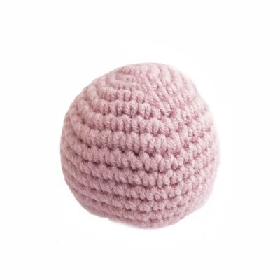 Crochet ball with purple rattle