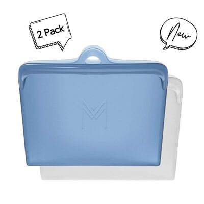Pack de 2 bolsas Silicona Platino Transparente+Azul