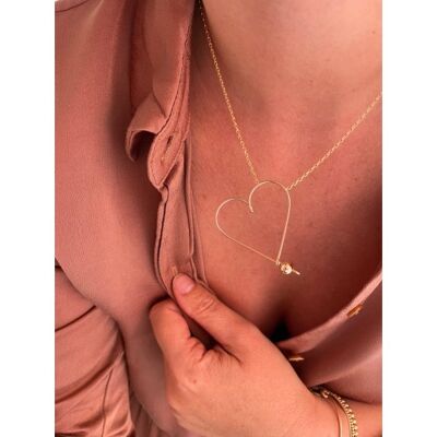Collier grand coeur argent massif 925