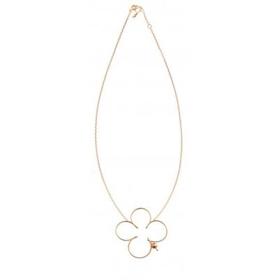 Collier grand trèfle goldfilled rose 14 carats