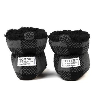 Baskets chaussettes type bottillons pour bébé et enfant coloris Chess Noir et Gris (Le même motif disponible en enfant) 3