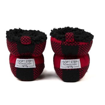 Chaussettes chaussons pour bébé et enfant en Échecs Rouge et Noir (Le même motif existe également en adulte) 3