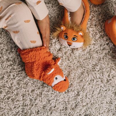 Zorrito (Orange) - Children's animal sock shoe for babies and children, bootie type