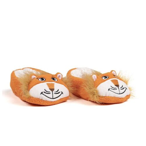 León (Naranja) - Zapatilla calcetine animale Infantil para niño