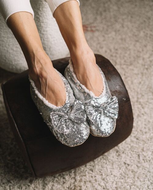 Buy wholesale Ballerina Sock Sneakers in Silver Sequins for Women