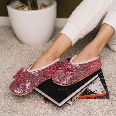 Scarpe da ginnastica con calzino ballerina rosa con paillettes da donna